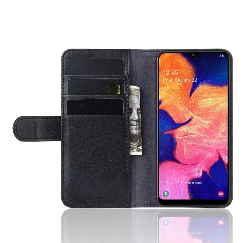 Lederhüllen Samsung Galaxy A10E Schwarz Gespaltenes Leder