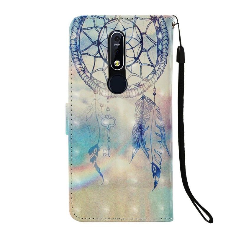 Lederhüllen Nokia 7.1 Hellblau Aquarell-Traumfänger