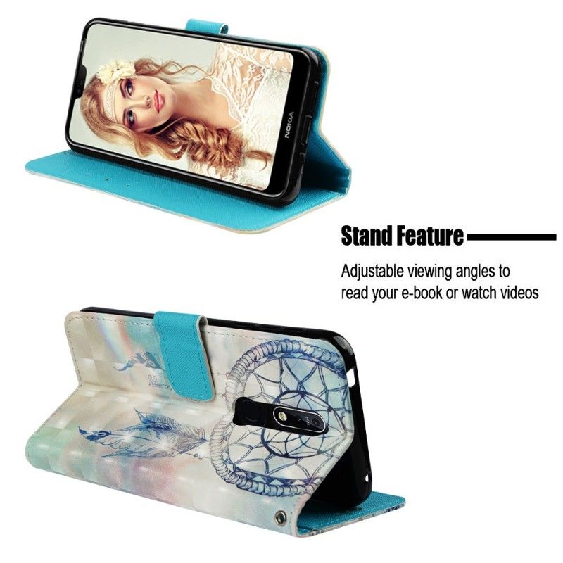 Lederhüllen Nokia 7.1 Hellblau Aquarell-Traumfänger