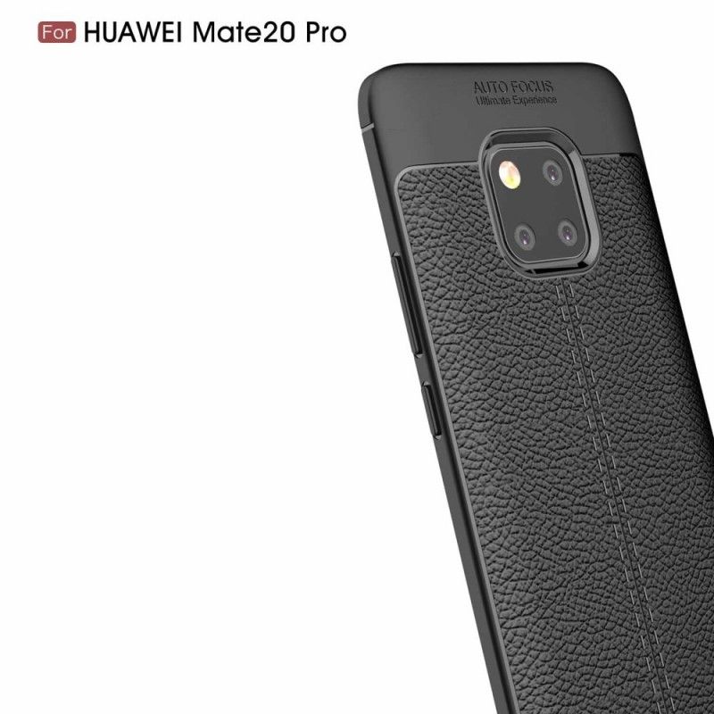 Hülle Huawei Mate 20 Pro Schwarz Doppellinien-Litschileder-Effekt