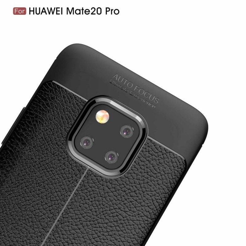 Hülle Huawei Mate 20 Pro Schwarz Doppellinien-Litschileder-Effekt