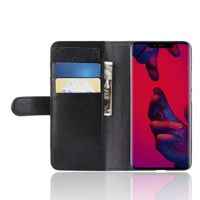 Lederhüllen Für Huawei Mate 20 Pro Schwarz Gespaltenes Leder