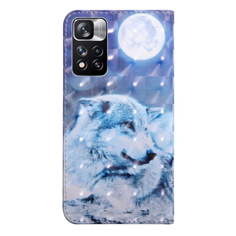 Flip Case Für Xiaomi Redmi Note 11 Pro Plus 5G Aquarell-wolf
