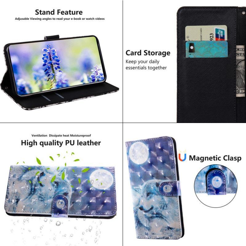 Flip Case Für Xiaomi Redmi Note 11 Pro Plus 5G Aquarell-wolf