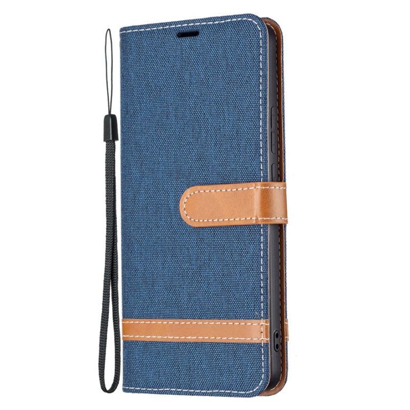 Flip Case Für Xiaomi Redmi Note 11 Pro Plus 5G Mit Kordel Armband In Stoff- Und Lederoptik