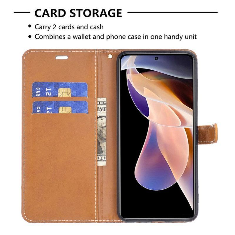 Flip Case Für Xiaomi Redmi Note 11 Pro Plus 5G Mit Kordel Armband In Stoff- Und Lederoptik