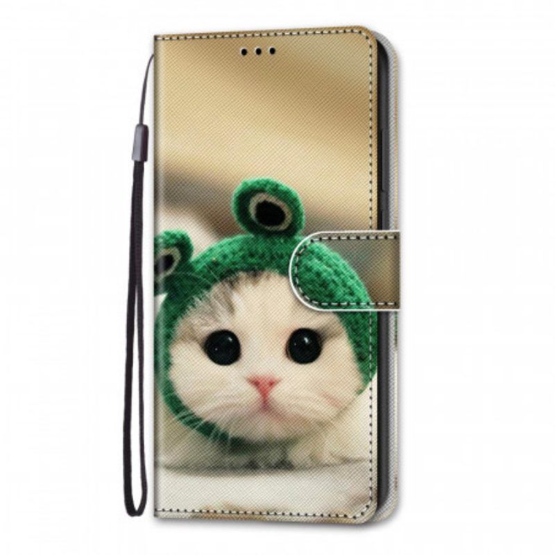Flip Case Für Xiaomi Redmi Note 11 Pro Plus 5G Mit Kordel Lustiges Kätzchen Mit Riemen