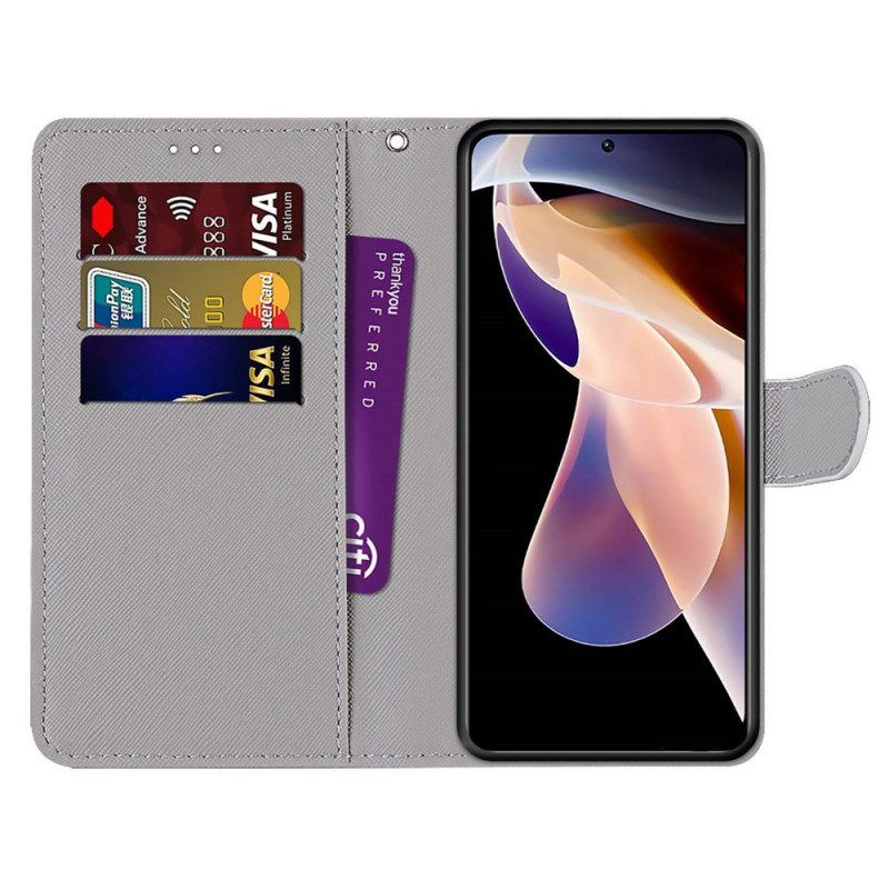 Flip Case Für Xiaomi Redmi Note 11 Pro Plus 5G Mit Kordel Schlüsselband Wolf