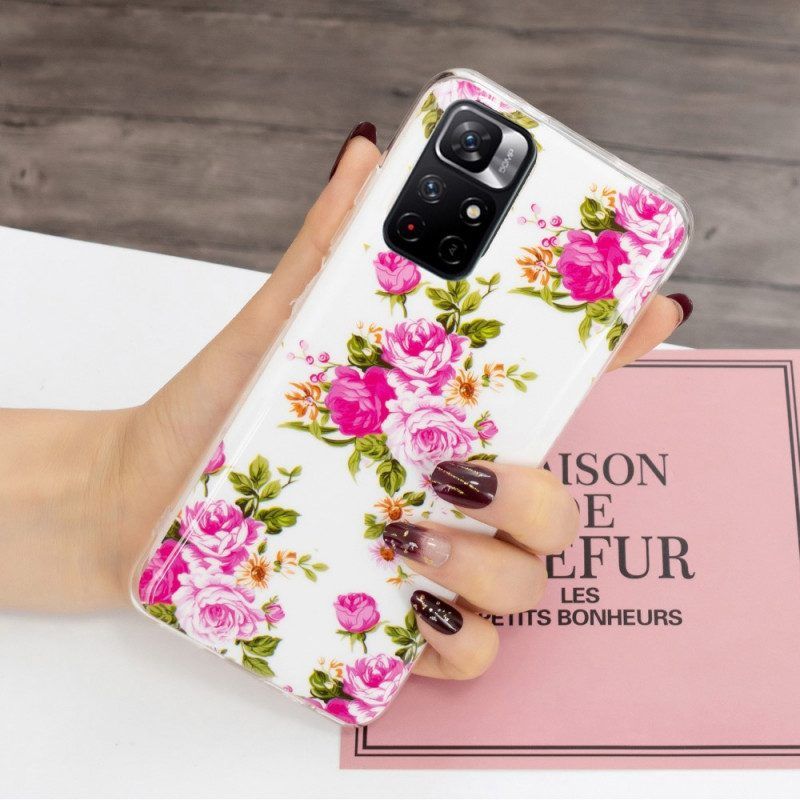 Hülle Für Xiaomi Redmi Note 11 Pro Plus 5G Fluoreszierende Freiheitsblumen