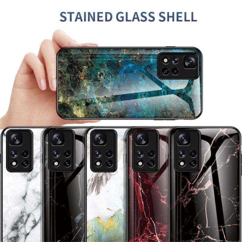 Hülle Für Xiaomi Redmi Note 11 Pro Plus 5G Marmorfarben Gehärtetes Glas