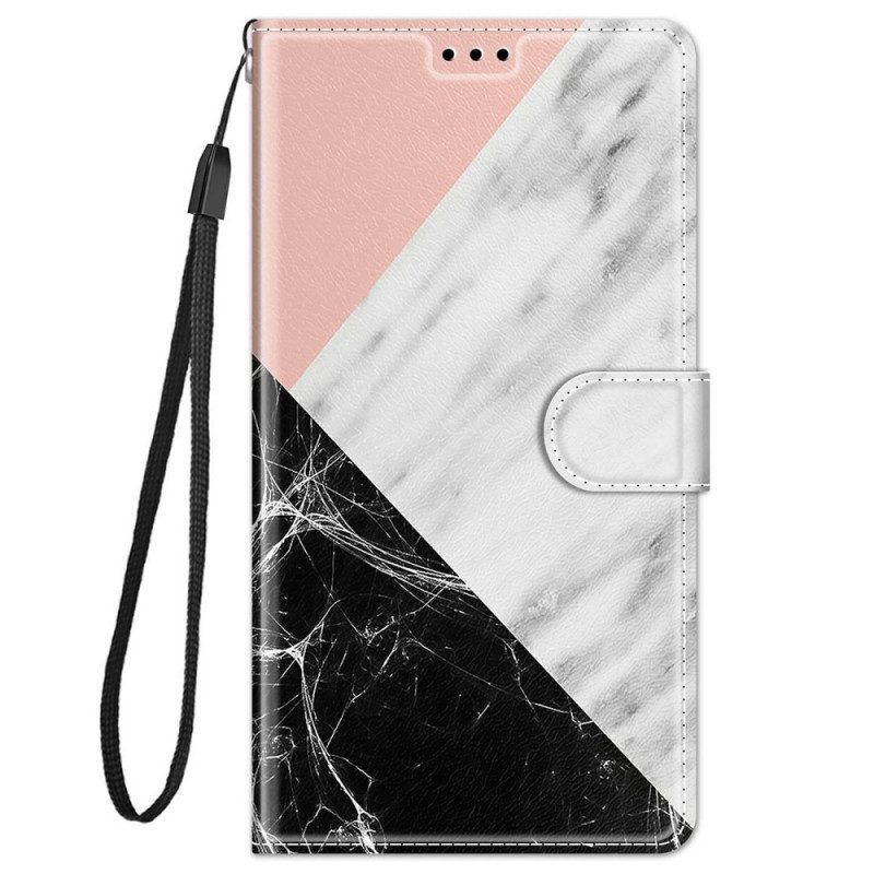 Lederhüllen Für Xiaomi Redmi Note 11 Pro Plus 5G Mit Kordel Riemchen-marmor-eleganz