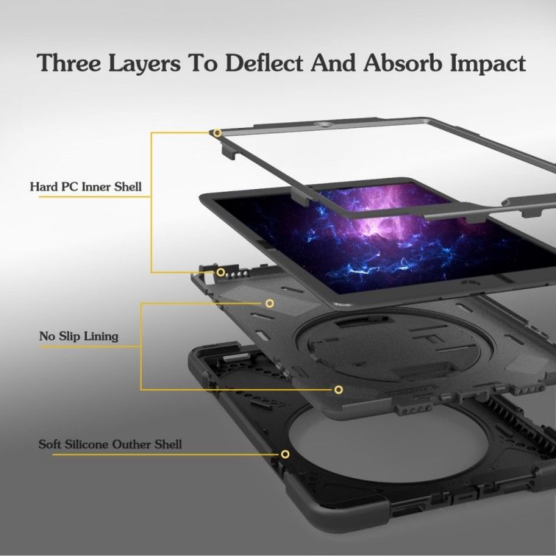 Hülle Für iPad Pro 10.5" Schwarz Super Widerstandsfähig Gegen 360-Grad-Drehpunkt