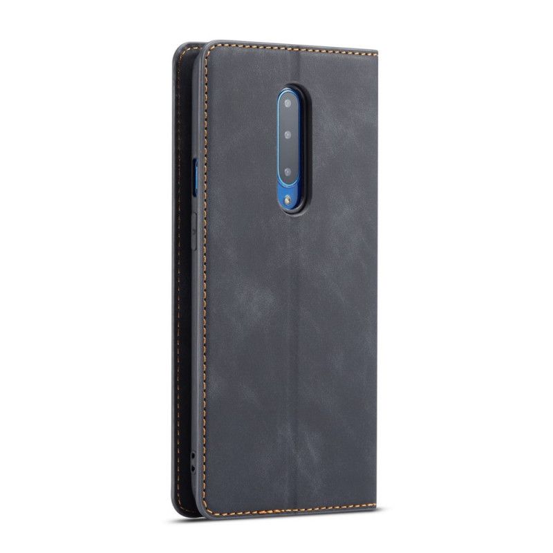 Flip Case OnePlus 7 Pro Schwarz Forwenw Ledereffekt