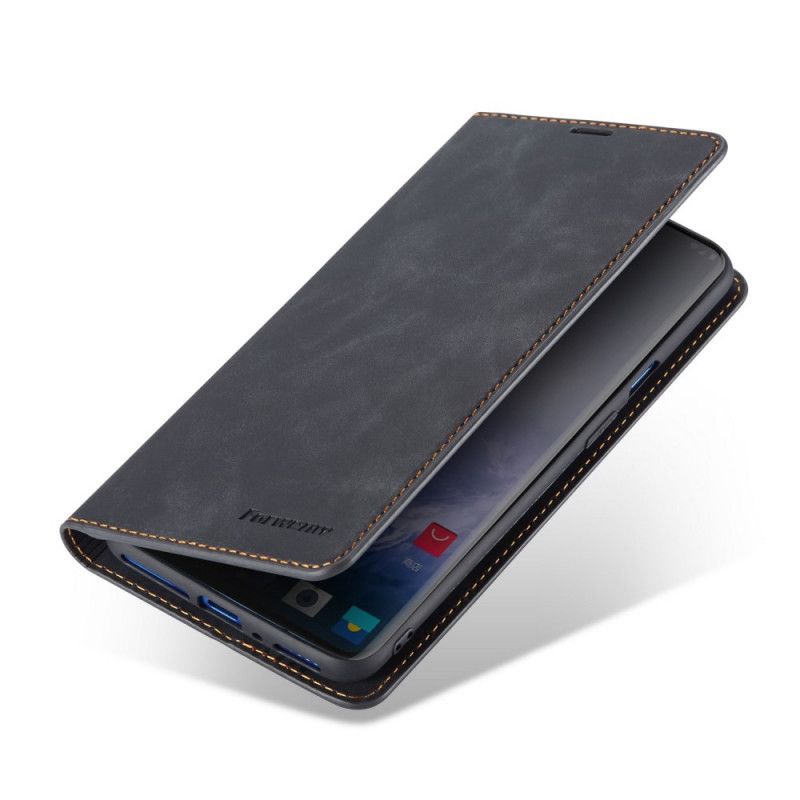 Flip Case OnePlus 7 Pro Schwarz Forwenw Ledereffekt