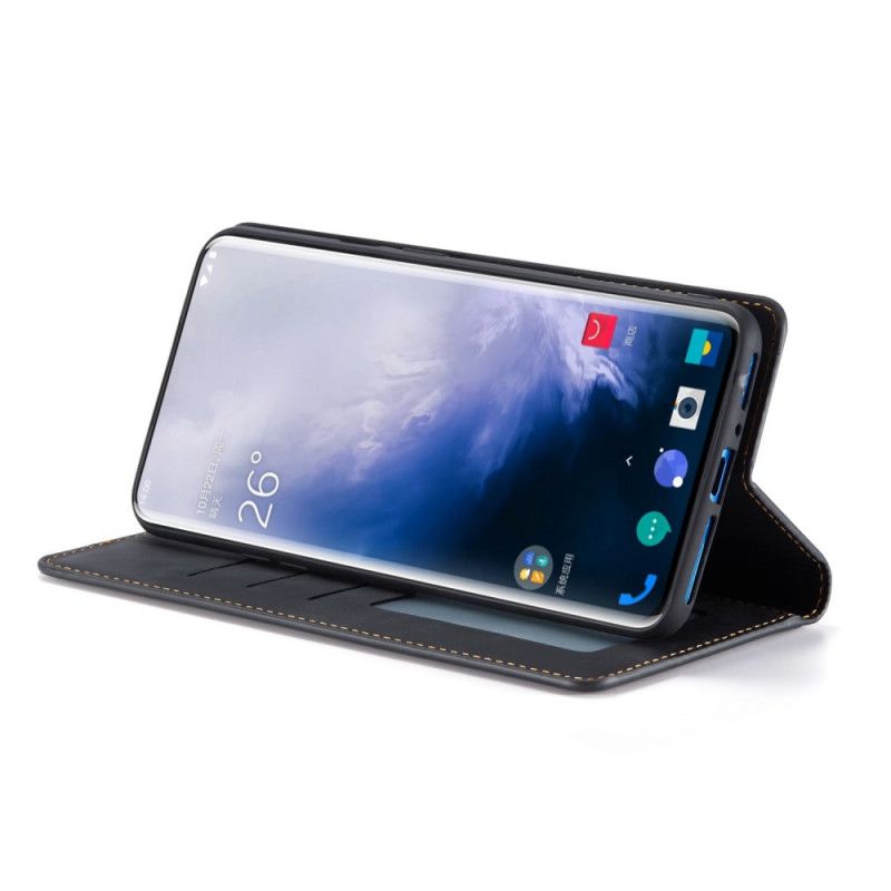 Flip Case OnePlus 7 Pro Schwarz Forwenw Ledereffekt