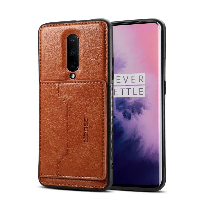 Hülle OnePlus 7 Pro Braun Unterstützung Für Kartenhalter Aus Kunstleder