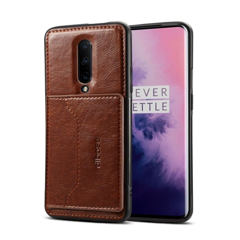 Hülle OnePlus 7 Pro Braun Unterstützung Für Kartenhalter Aus Kunstleder