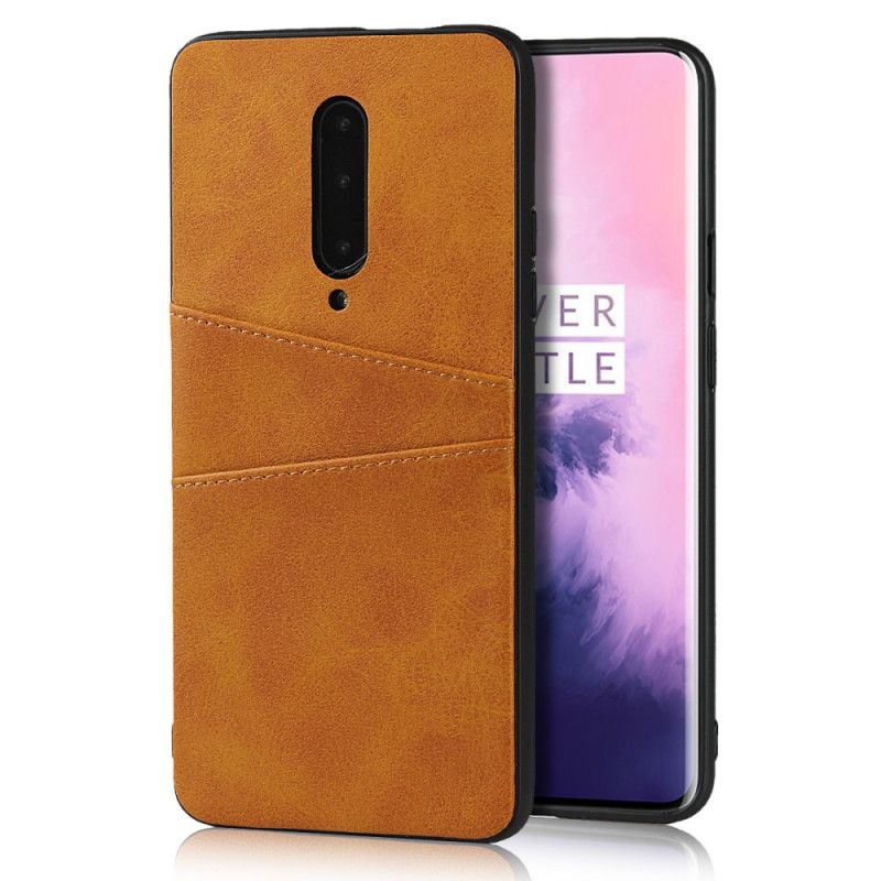 Hülle OnePlus 7 Pro Rot Doppelter Kartenhalter Mit Ledertextur