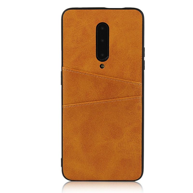 Hülle OnePlus 7 Pro Rot Doppelter Kartenhalter Mit Ledertextur