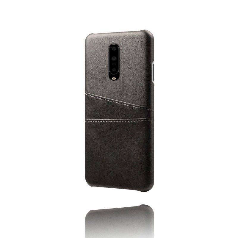 Hülle OnePlus 7 Pro Schwarz Kartenhalter Mit Ledereffekt