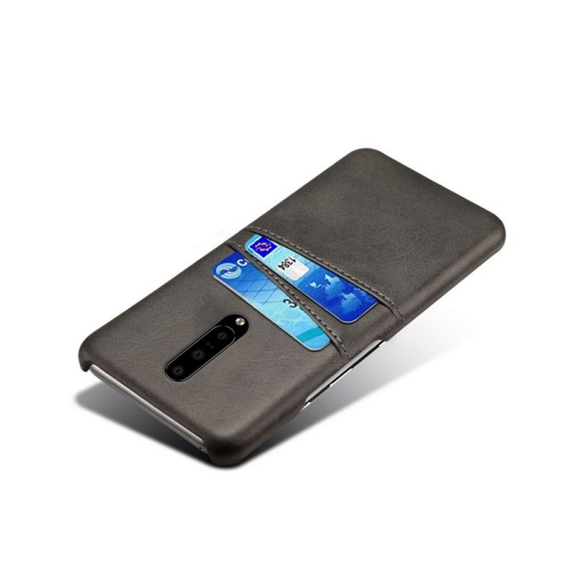 Hülle OnePlus 7 Pro Schwarz Kartenhalter Mit Ledereffekt