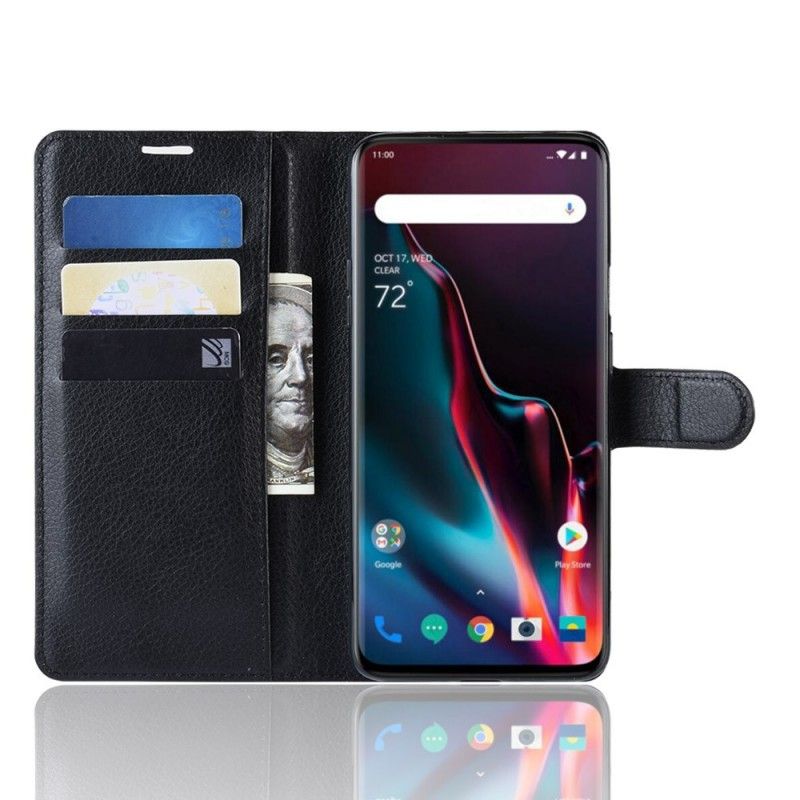 Lederhüllen OnePlus 7 Pro Schwarz Retro-Litschi