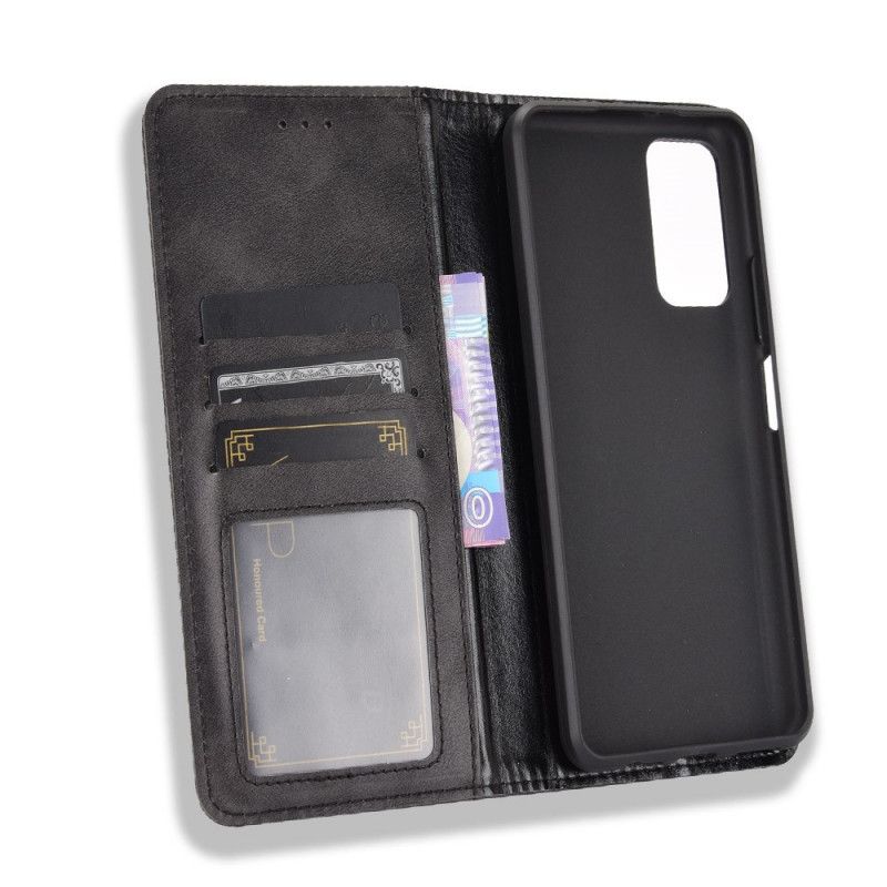 Flip Case Honor 10X Lite Schwarz Handyhülle Stilisierter Vintage-Ledereffekt