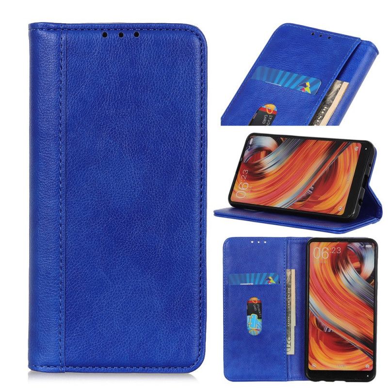 Flip Case Moto E20 / E30 / E40 Elegance Spaltleder Litschi