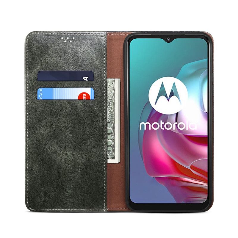 Flip Case Moto E20 / E30 / E40 Gewachstes Kunstleder