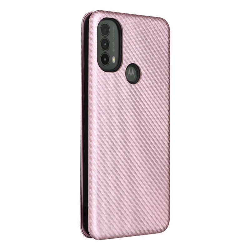 Flip Case Moto E20 / E30 / E40 Handyhülle Kohlefaser