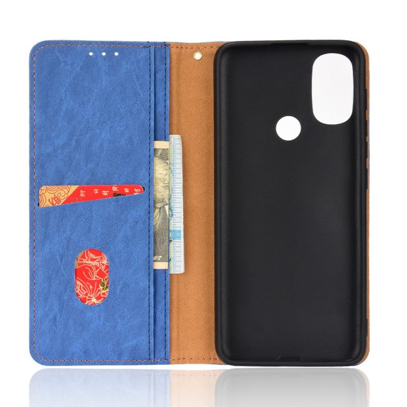 Flip Case Moto E20 / E30 / E40 Kunstleder Zweifarbig Schräg