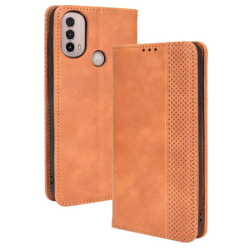 Flip Case Moto E20 / E30 / E40 Stilisierter Vintage-ledereffekt