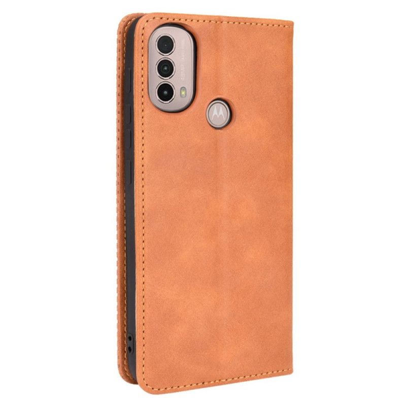 Flip Case Moto E20 / E30 / E40 Stilisierter Vintage-ledereffekt