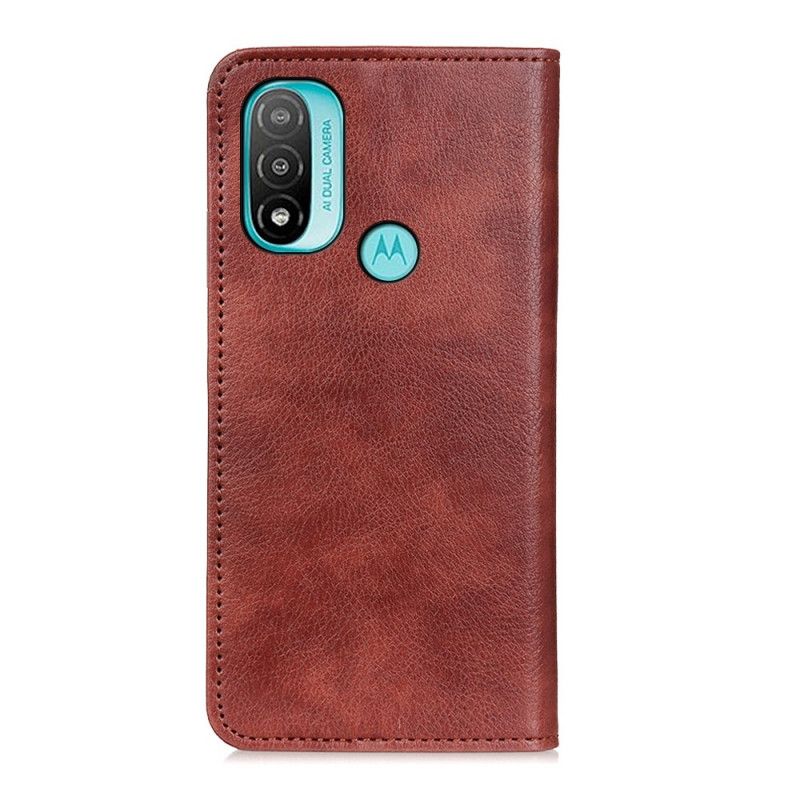 Flip Case Moto E20 / E30 / E40 Strukturiertes Spaltleder