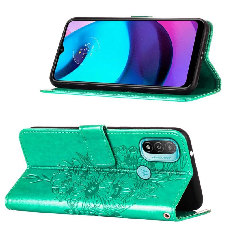 Lederhüllen Für Moto E20 / E30 / E40 Schmetterlingsdesign