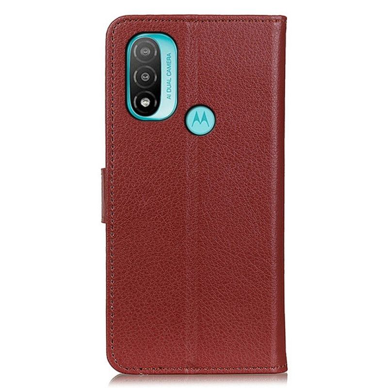 Lederhüllen Moto E20 / E30 / E40 Traditionell Litschi