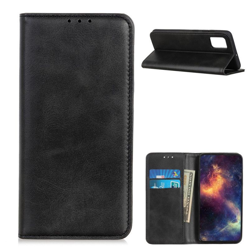 Flip Case OnePlus 9 Pro Schwarz Dezentes Spaltleder