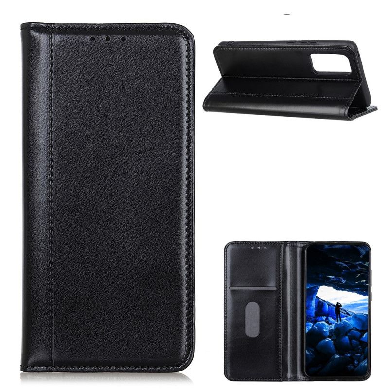 Flip Case OnePlus 9 Pro Schwarz Gespaltenes Leder