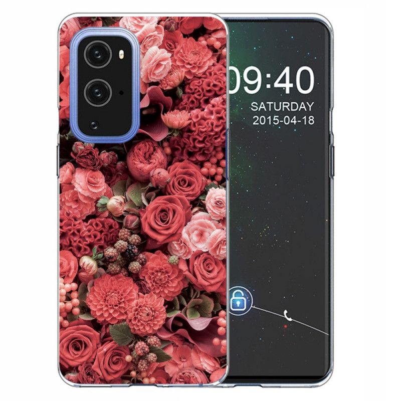 Hülle Für OnePlus 9 Pro Rot Intensive Blüten