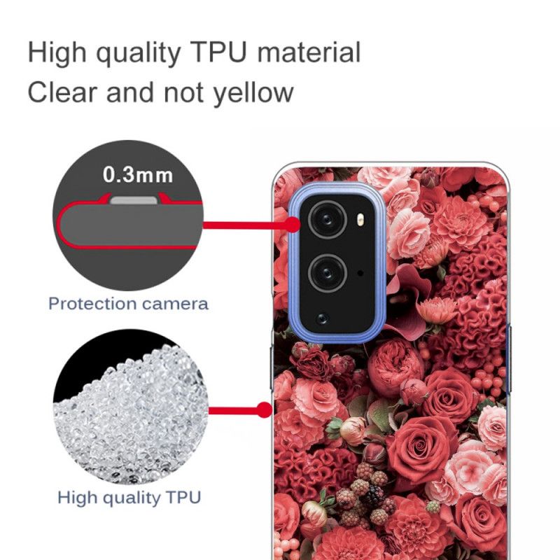 Hülle Für OnePlus 9 Pro Rot Intensive Blüten