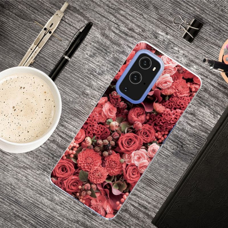 Hülle Für OnePlus 9 Pro Rot Intensive Blüten