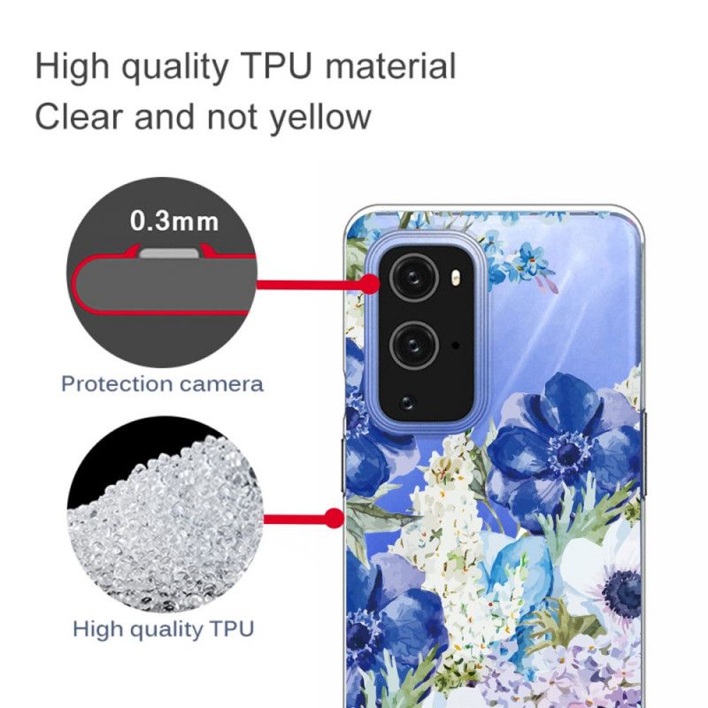 Hülle OnePlus 9 Pro Handyhülle Aquarellblaue Blüten