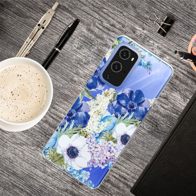 Hülle OnePlus 9 Pro Handyhülle Aquarellblaue Blüten