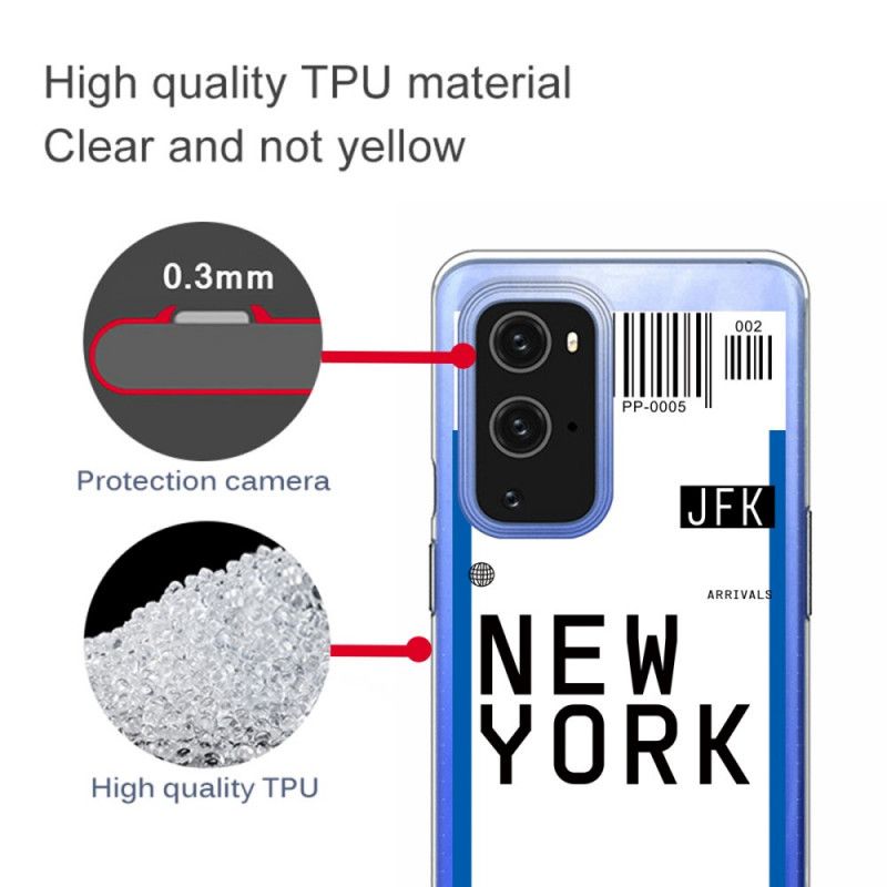 Hülle OnePlus 9 Pro Schwarz Bordkarte Nach New York