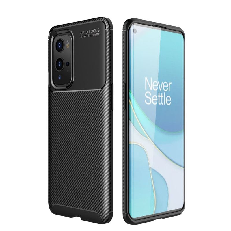 Hülle OnePlus 9 Pro Schwarz Flexible Kohlefasertextur