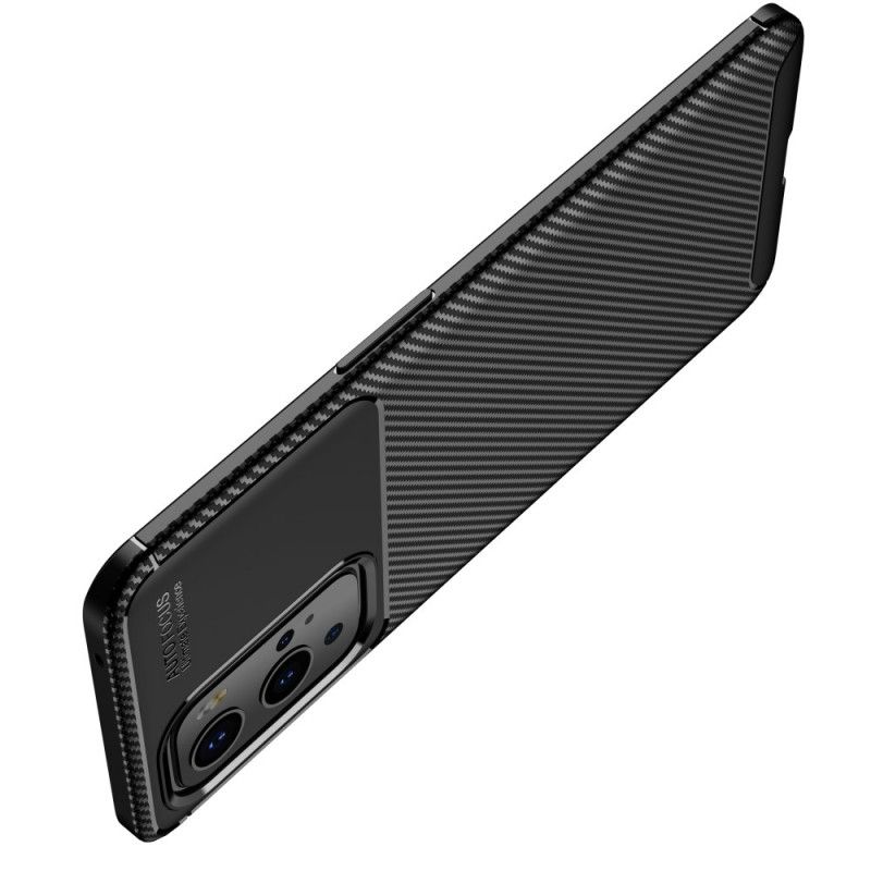 Hülle OnePlus 9 Pro Schwarz Flexible Kohlefasertextur