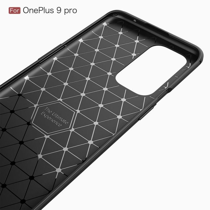 Hülle OnePlus 9 Pro Schwarz Gebürstete Kohlefaser