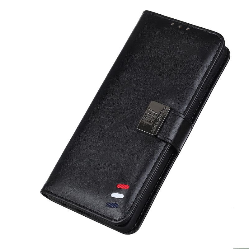 Lederhüllen Für OnePlus 9 Pro Schwarz Dreifarbiger Vintage-Ledereffekt