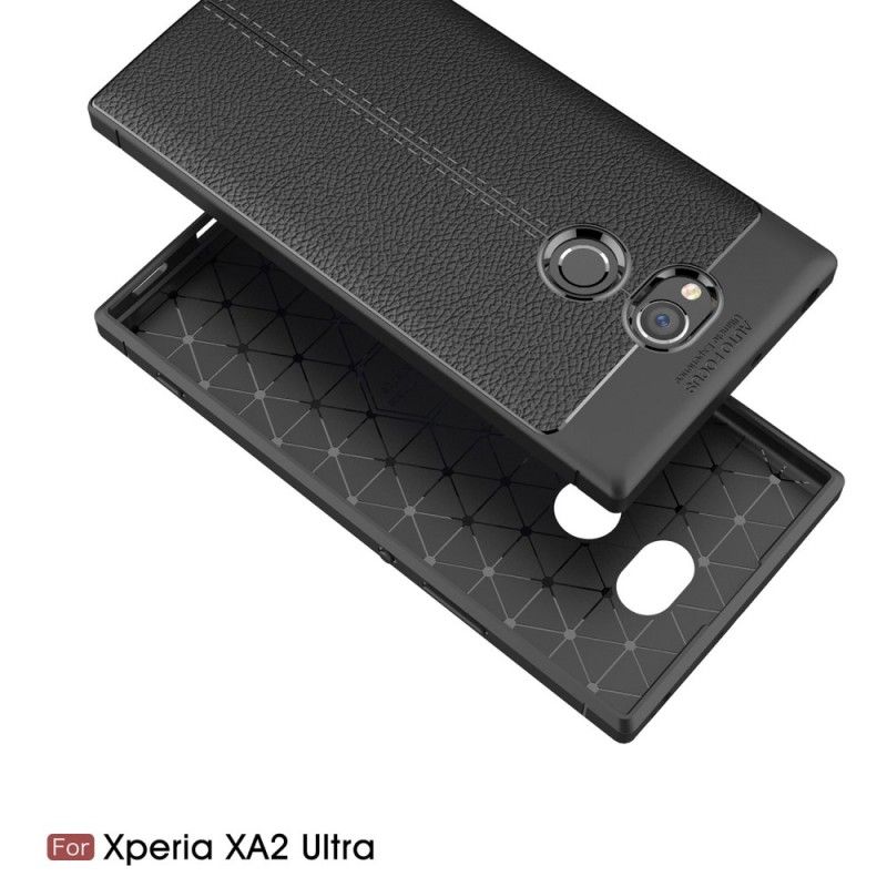 Hülle Sony Xperia XA2 Ultra Grau Doppellinien-Litschileder-Effekt