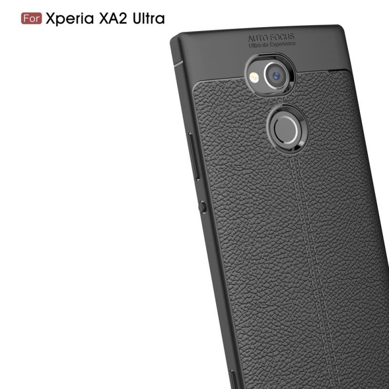 Hülle Sony Xperia XA2 Ultra Grau Doppellinien-Litschileder-Effekt